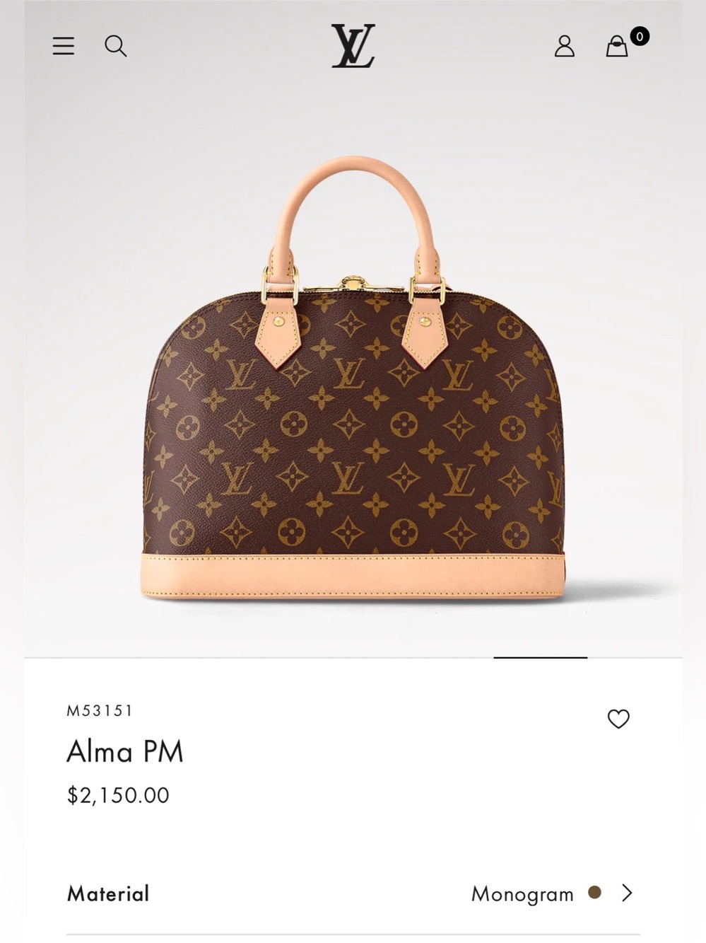 Louis Vuitton Monogram Alma PM Handbag